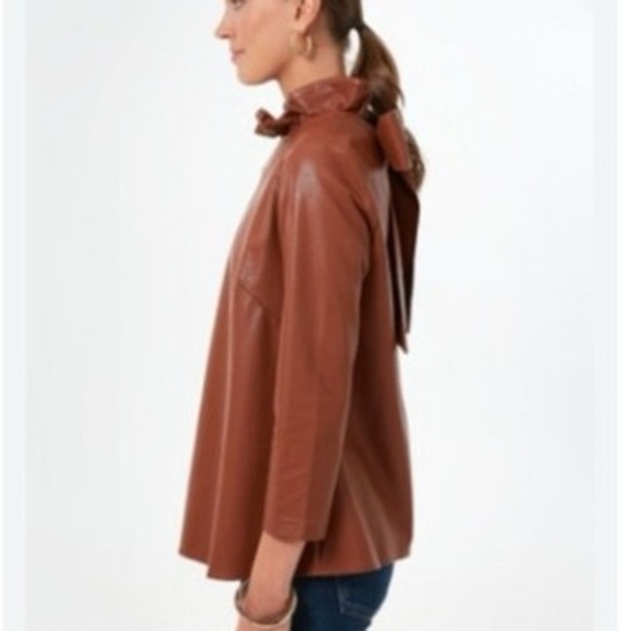 Tuckernuck Faye Blouse in Cognac Faux Leather Blouse XXXL = 18 US - Picture 4 of 10